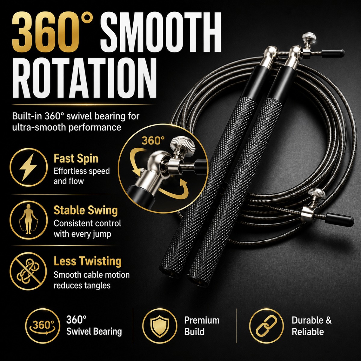 Speed Skipping Rope - 360 Degree Ball Bearing Speed Jump
